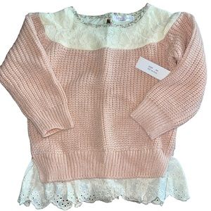 Frills du jour Toddler Girls Sweater Eyelet Detail Size 4T Dusty Rose Light Pink